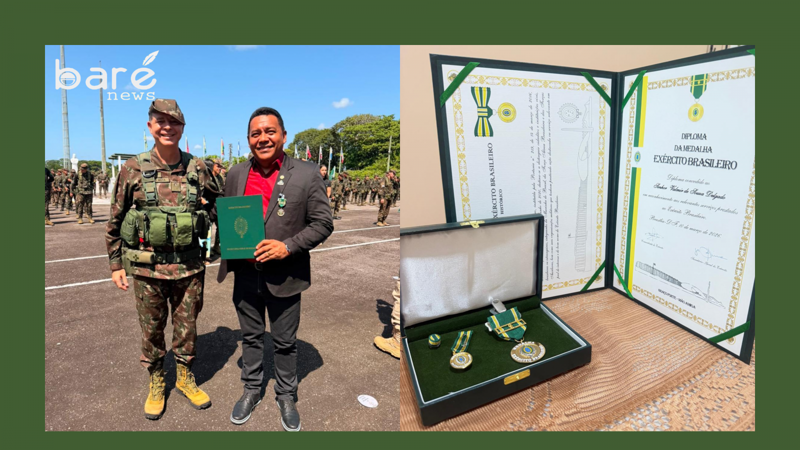 HONRA QUE VAI ALÉM DA MEDALHA: VALMIR DE SOUZA DELGADO É HOMENAGEADO PELO EXÉRCITO BRASILEIRO